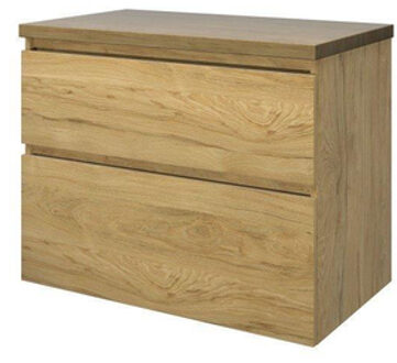 Proline Top wastafelonderkast met 2 laden asymmetrisch en afdekplaat 80 x 46 x 60 cm, ideal oak