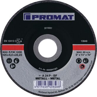 Promat/Tecwerk Afbraamschijf | D125xS6mm | gebogen staal | gat 22,23 mm - 4000841321