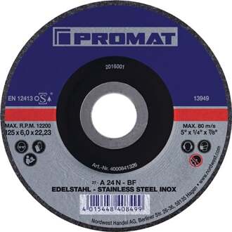 Promat/Tecwerk Afbraamschijf | INOX | D115xS6mm | gebogen RVS | gat 22,23 mm - 4000841325