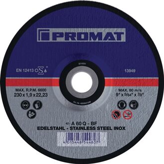 Promat/Tecwerk Doorslijpschijf | RVS | D125x1mm recht | RVS | gat 22,23 mm - 4000841242