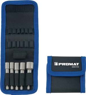 Promat/Tecwerk Dopsleutelassortiment | 5-delig | SW 6/7/8/10/13 mm | aandrijving 1/4 inch 6-Kant E6,3 - 4000821048