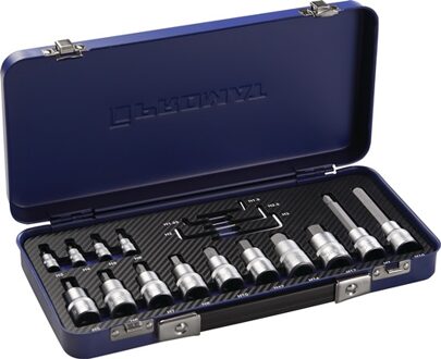 Promat/Tecwerk Dopsleutelset | 19-delig | 1/4 + 1/2 inch | 1,25-17 mm voor binnenzeskantschroeven - 4000821187