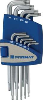Promat/Tecwerk Haakse schroevendraaierset | 9 delig T9-T45 | met kogelkop | kunststof houder - 4000825114