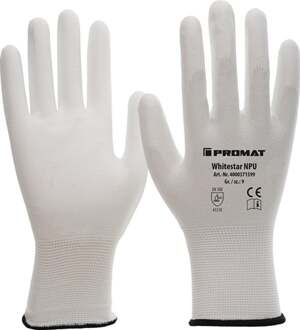 Promat/Tecwerk Handschoen | Whitestar NPU | maat 10 (XXL) wit | EN 388 PBM-categorie II | EN 388 - 4000371600
