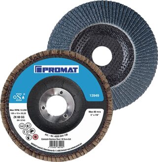 Promat/Tecwerk Lamellenslijpschijf | Action | d. 125 mm | korreling 80 | conisch | RVS zirkoniumkorund PR - 4000844139