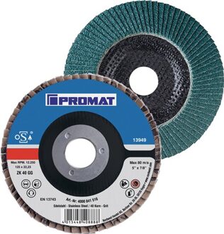 Promat/Tecwerk Lamellenslijpschijf | d. 115 mm korreling 120 conisch | RVS zirkoniumkorund - 4000841509