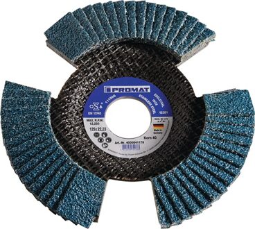 Promat/Tecwerk Lamellenslijpschijf | d. 125 mm korreling 60 conisch | RVS/staal zirkoniumkorund - 4000841183