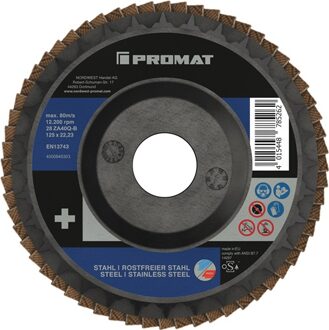 Promat/Tecwerk Lamellenslijpschijf | ZA40Q-B 2in1 | d. 125 mm korreling 40 plat | RVS/staal zirkoniumkorund - 4000845303