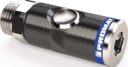 Promat/Tecwerk Luchkoppeling met drukknopontgrendeling | DN 7,4, buitenschroefdraad aluminium | schroefdraad G 1/2? 20,95 mm - 4000351992
