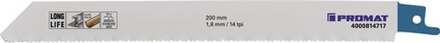 Promat/Tecwerk Reciprozaagblad | lengte 200 mm breedte 19 mm | tandverdeling TPI 14 1,8 mm | gefreesd, golvend | 25 stuks / kaart - 4000814892