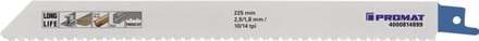 Promat/Tecwerk Reciprozaagblad | lengte 225 mm breedte 19 mm | tandverdeling TPI 10/14 | getordeerd, gefreesd | 5 stuks / kaart - 4000814899