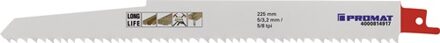 Promat/Tecwerk Reciprozaagblad | lengte 225 mm breedte 22 mm | tandverdeling TPI 5/8 5/3,2 mm | gefreesd, getordeerd | 3 stuks / kaart - 4000814917