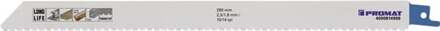Promat/Tecwerk Reciprozaagblad | lengte 280 mm breedte 19 mm | tandverdeling TPI 10/14 2,5/1,8 mm | gefreesd, getordeerd | 5 stuks / kaart
