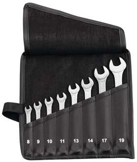 Promat/Tecwerk Ring-steeksleutelset | 12-delig sleutelwijdte 6-22 mm | model A chroom-vanadiumstaal | in roltas - 4000823725