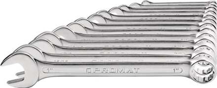 Promat/Tecwerk Ring-steeksleutelset | 4000823600 | 13-delig sleutelwijdte 1/4-1 inch | vorm A chroom-vanadiumstaal | CV - 4000823628