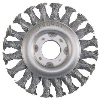 Promat/Tecwerk Ronde staaldraadborstel | d. 125 mm draaddikte 0,5 mm | RVS-draad 12 mm | 12500 min-¹ - 4000841208