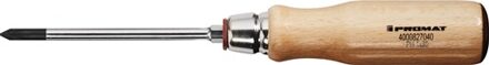Promat/Tecwerk Schroevendraaier | maat PH 1 klinglengte 80 mm | houten greep | ronde kling met 6-Kant aanzet - 4000827040