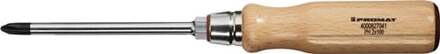 Promat/Tecwerk Schroevendraaier | maat PH 2 klinglengte 100 mm | houten greep | ronde kling met 6-Kant aanzet - 4000827041