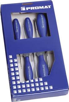 Promat/Tecwerk Schroevendraaierset | 5-delig sleuf | 3-componentengreep | ronde kling - 4000827125