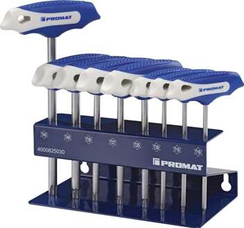 Promat/Tecwerk Schroevendraaierset met T-grepen | TX10-TX45 | 8-delig - 4000825030