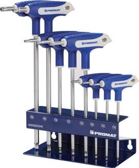 Promat/Tecwerk Schroevendraaierset met T-grepen | TX10-TX45 | dwarsstuk met gat | 8-delig - 4000825040