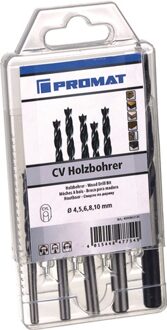 Promat/Tecwerk Set houtspiraalboren | d. 3, 4, 5, 6, 7, 8, 9,10 mm | 8 delig | chroom-vanadiumstaal - 4000863717
