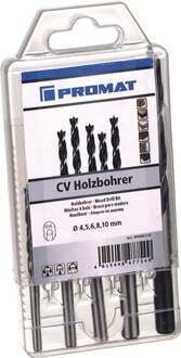 Promat/Tecwerk Set houtspiraalboren | d. 4, 5, 6, 8, 10 mm | 5 delig | chroom-vanadiumstaal - 4000863130