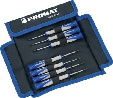 Promat/Tecwerk Set precisieschroevendraaiers | met centreerkop | 7 delig | sleuf / PH - 4000828141