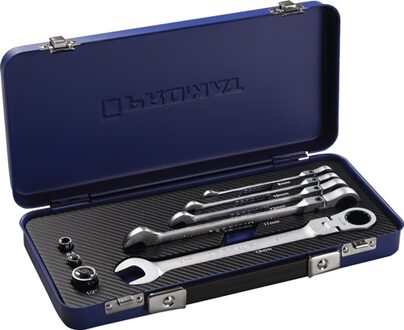 Promat/Tecwerk Steekringratelsleutelset | 8-delig sleutelwijdtes 8-19 mm | ringzijde flexibel - 4000821520