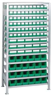 Promat/Tecwerk Stellingkast | H2000xB1000xD400 mm | basistelling | 14 stalen legplanken | 90 x 3, 15 x 4 groen - 9000449882