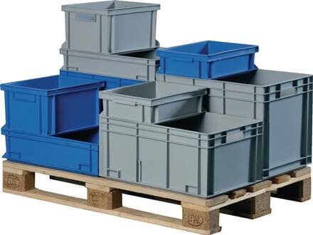 Promat/Tecwerk Transportstapelbak | L600xB400xH75mm | grijs PP handgreep | zijwanden gesloten - 9000447810