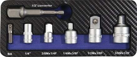 Promat/Tecwerk Verloopstukkenset | 7-delig | 1/4-1/2 inch incl. machineadapter - 4000821196