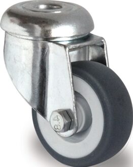 Promat/Tecwerk Zwenkwiel | Wiel-Ø 100 mm | draagvermogen 100 kg | met achtergat glijlager | rubber grijs - 3000276060