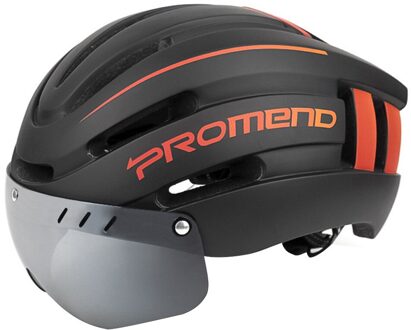 Promend Fiets Helm Integraal-Gegoten Led Licht Opladen Eps Professionele Racefiets Helmen Outdoor Protector Mtb Dh Veilig Hoed Rood