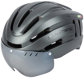 Promend Fiets Helm Led Licht Oplaadbare Intergrally-Gegoten Helm Mountain Racefiets Helm Sport Veilig Hoed Voor Ma Blauw