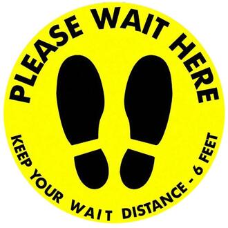 Prompt Teken Houd Wachten Hier Staan Hier Houden 6ft In Tussen Afstand Marker Vloer Grond Teken 5.6