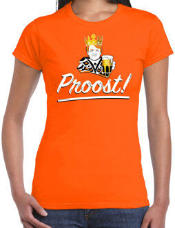 Proost t-shirt oranje voor dames - Koningsdag shirts XS - Feestshirts