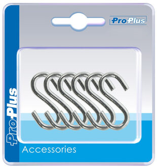 ProPlus 12x S-haken/ophanghaken verchroomd staal 3 mm 2,9 x 1,3 cm - Ophanghaakjes tent/camper/caravan accessoires