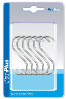 ProPlus 12x S-haken/ophanghaken verchroomd staal 4 mm 6 cm - Ophanghaakjes tent/camper/caravan accessoires