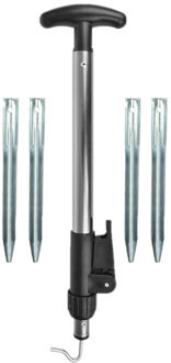 ProPlus 40x Stuks grondpennen/tentharingen metaal 22 cm met tentharingen trekker verstelbaar