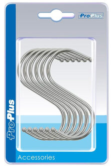 ProPlus 6x S-haken/ophanghaken verchroomd staal 4 mm 6,5 x 7,5 cm - Ophanghaakjes tent/camper/caravan accessoires