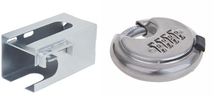 ProPlus Aanhangwagen/aanhanger dissel slot - met 70mm discus cijferslot - verzinkt staal