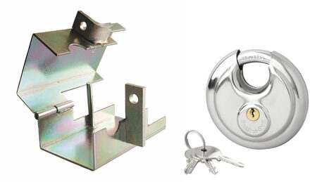 ProPlus Aanhangwagen/aanhanger dissel slot met 70mm discusslot - verzinkt staal