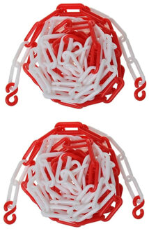 ProPlus Afzetketting met haken - rood/wit - 10 meter - kunststof - markeerketting - afzetting