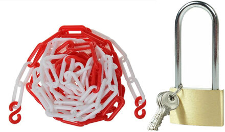ProPlus Afzetketting met hangslot - rood/wit - 5 meter - kunststof - markeerketting - afzetting