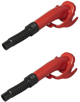 ProPlus Flexibele schenktuit voor jerrycan - Set van 2x stuks - rood - 24 cm - metaal - gietmond - Gietdop