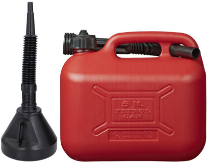 ProPlus Jerrycan rood voor brandstof van 5 liter met een handige grote trechter