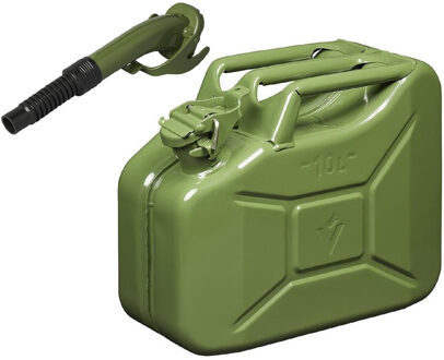 ProPlus Metalen jerrycan - groen - voor brandstof - 10 liter - incl. schenktuit van 24 cm