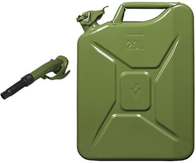 ProPlus Metalen jerrycan - groen - voor brandstof - 20 liter - incl. schenktuit van 24 cm