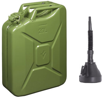 ProPlus Metalen Jerrycan groen voor brandstof van 20 liter met een handige grote schenk trechter